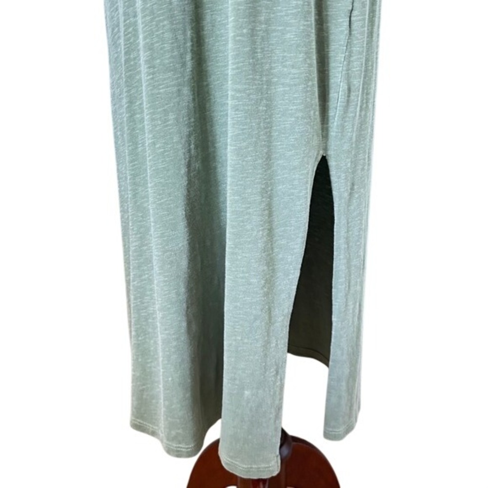 Sundry Ayana Sleeveless Midi Olive Green Dress Ruffle Sleeve Slit Size 2 (M 6-8) - Picture 7 of 7
